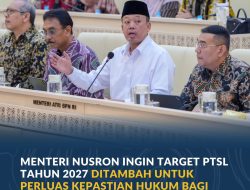 Rapat Bersama Komisi II DPR.RI.Menteri Nusron : Ingin Target PTSL Tahun 2027 Ditambah untuk Perluas Kepastian Hukum bagi Masyarakat